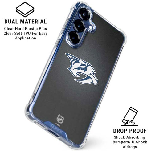 NHL Nashville Predators Black Background Galaxy S25 Clear Case